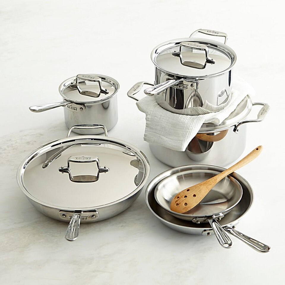 All-Clad d5 Stainless-Steel 10-Piece Cookware Set | Williams Sonoma AU All Clad D5 Stainless Steel 10 Piece Set